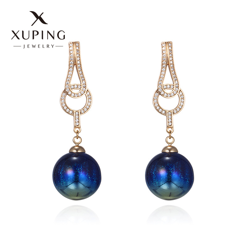 Xuping aleación de cobre galvanizado sirena princess imitación de perlas pendientes de verano de alto nivel nicho ligero de lujo pendientes de orejas mujeres
