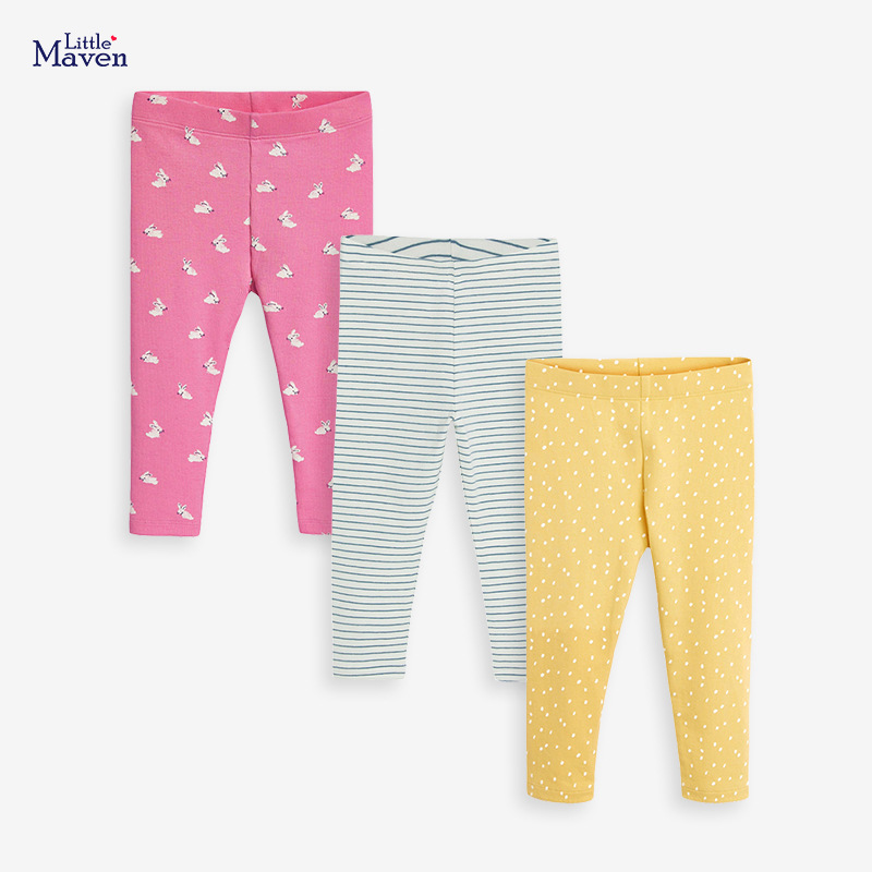 Little maven Autumn Girls Elastic Leggings European and American-style Striped Children's Trousers Cross-border Children's Trousers