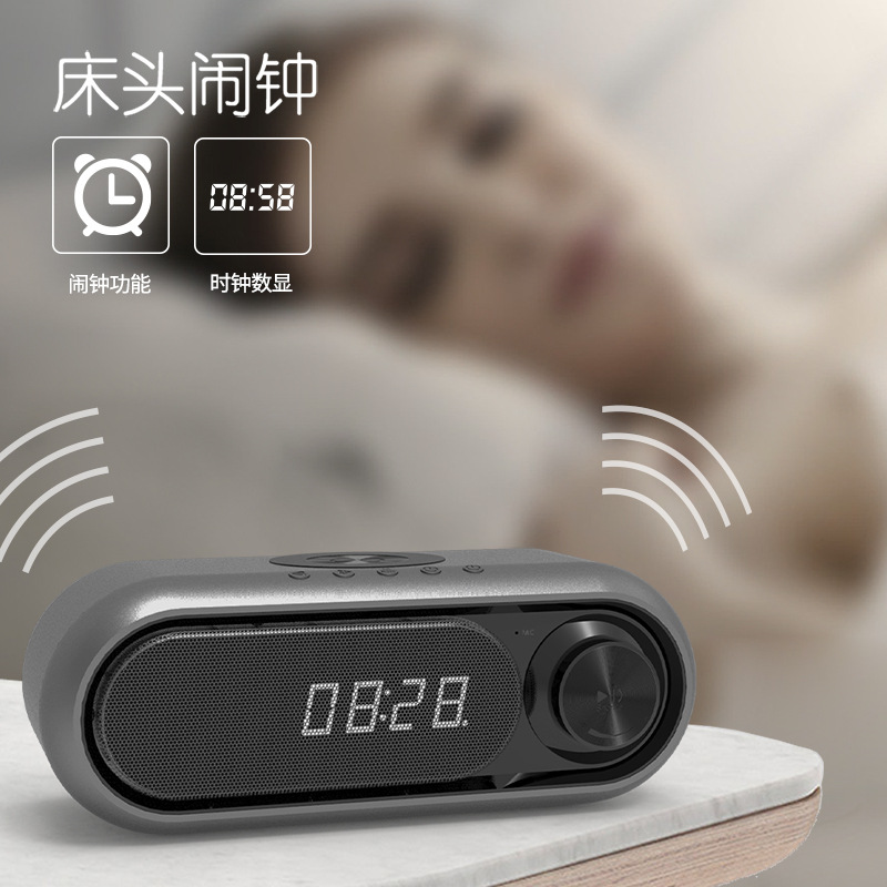 Altavoz todo junto de Bluetooth DE LA NUEVA tarjeta del TF del enchufe de la Radio de FM del despertador del reloj del Amazonas LED con el cargador inalámbrico