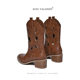 Miss valunen Cut Out Western Cowboy Boots for Women Pointed Toe Thick Heel Xinjiang Prairie Wear Boots