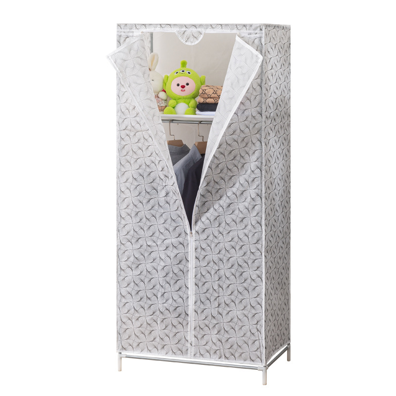 Armario simple tela plegable de tela armario de almacenamiento económico casa de alquiler de armario de acero percha