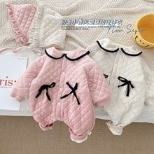 2025冬季婴儿娃娃领加厚哈衣服装女宝宝洋气棉服外出连体衣446