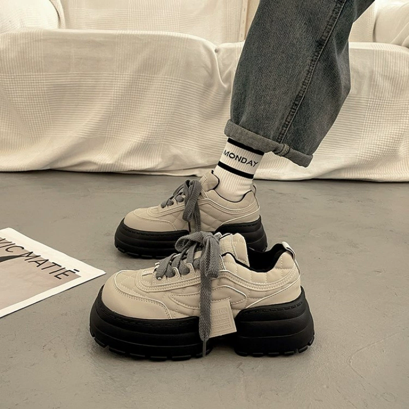 Новые весенние европейские черные туфли для папы, оптовая продажа, ретро туфли с большим носком, туфли на платформе, повседневная обувь на толстой подошве