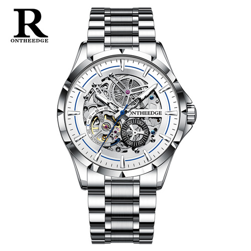 瑞之缘男士手表全自动镂空陀飞轮机械表夜光防水实心钢带腕表批发