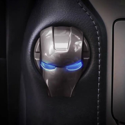 钢铁侠一键启动保护盖点火开关按键车品改装按钮豪车内个性装饰贴