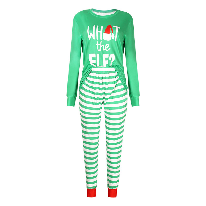 New Christmas Print Round Neck Long Sleeve Fashion Casual Parent child Set Pajamas Women_voghion.com