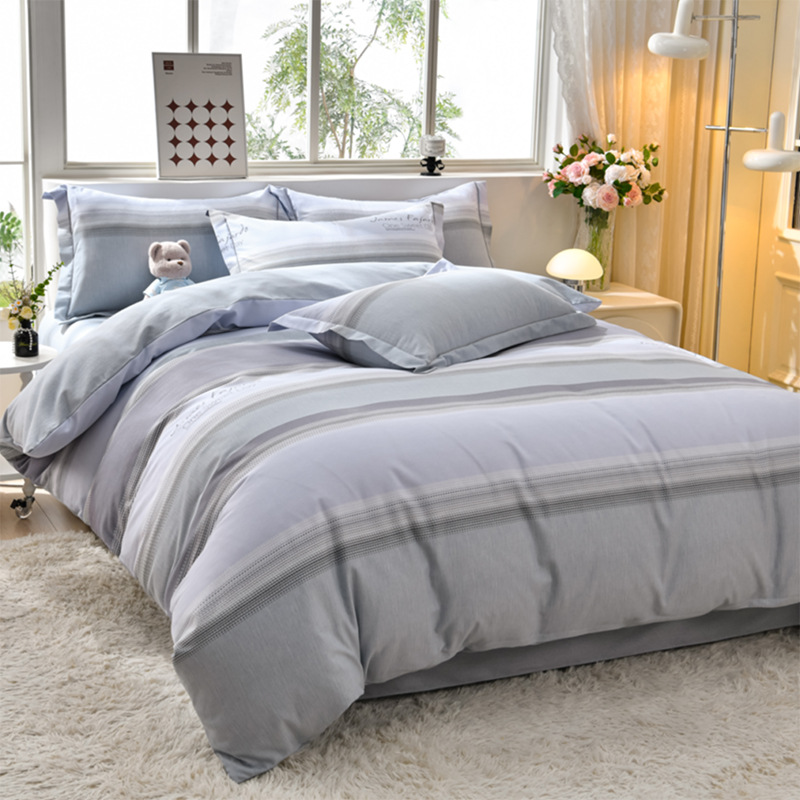 Ropa de cama de algodón agradable para la piel, funda de edredón, ropa de cama de alta gama, juego de cuatro piezas de lijado de algodón 100 engrosado universal de cuatro estaciones