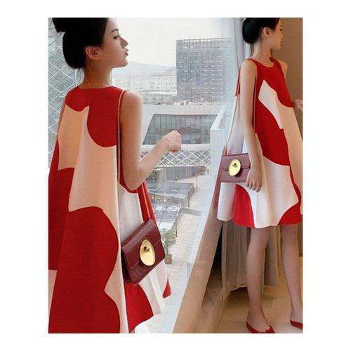 Pregnant women's dress Korean style large size women's dress summer loose fat mm sleeveless middle length dress for women