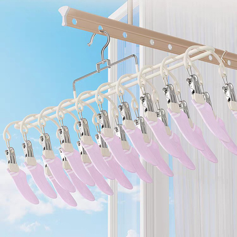 Calcetines percha de ropa con clip balcón de acero inoxidable dormitorio ropa interior artefacto a prueba de viento para bebés