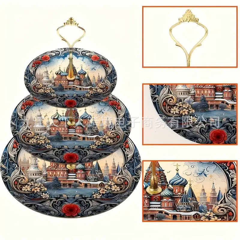 跨境TUME热卖三层蛋糕架置物架木制圣诞节装饰品，家居托盘甜品|undefined