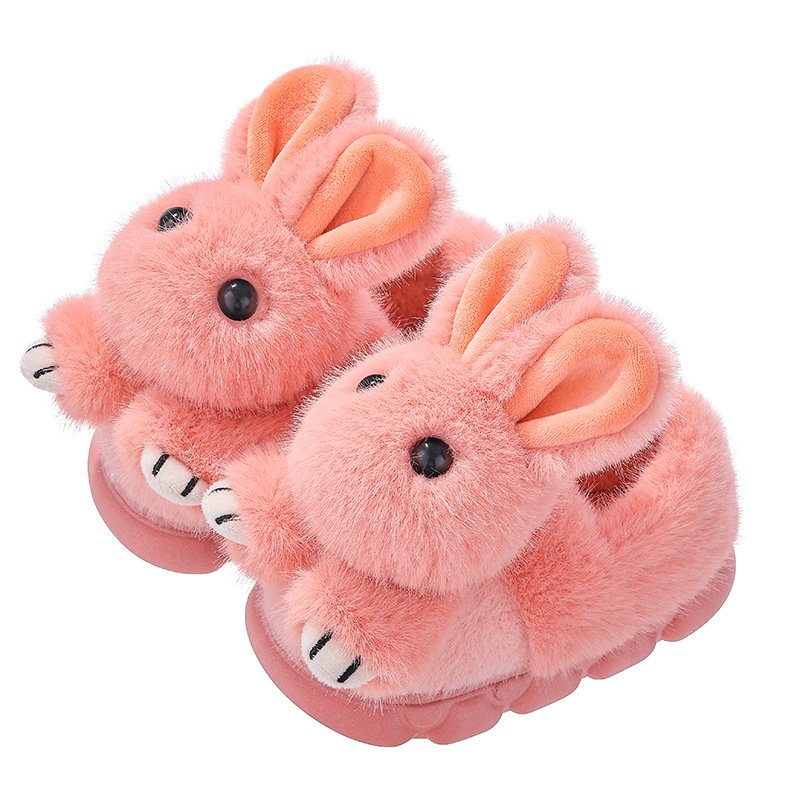 2025 nuevos zapatos de tacones de invierno para niños y niñas con conejos cálidos de pelusa para niños pequeños y medianos trapos de algodón para bebés