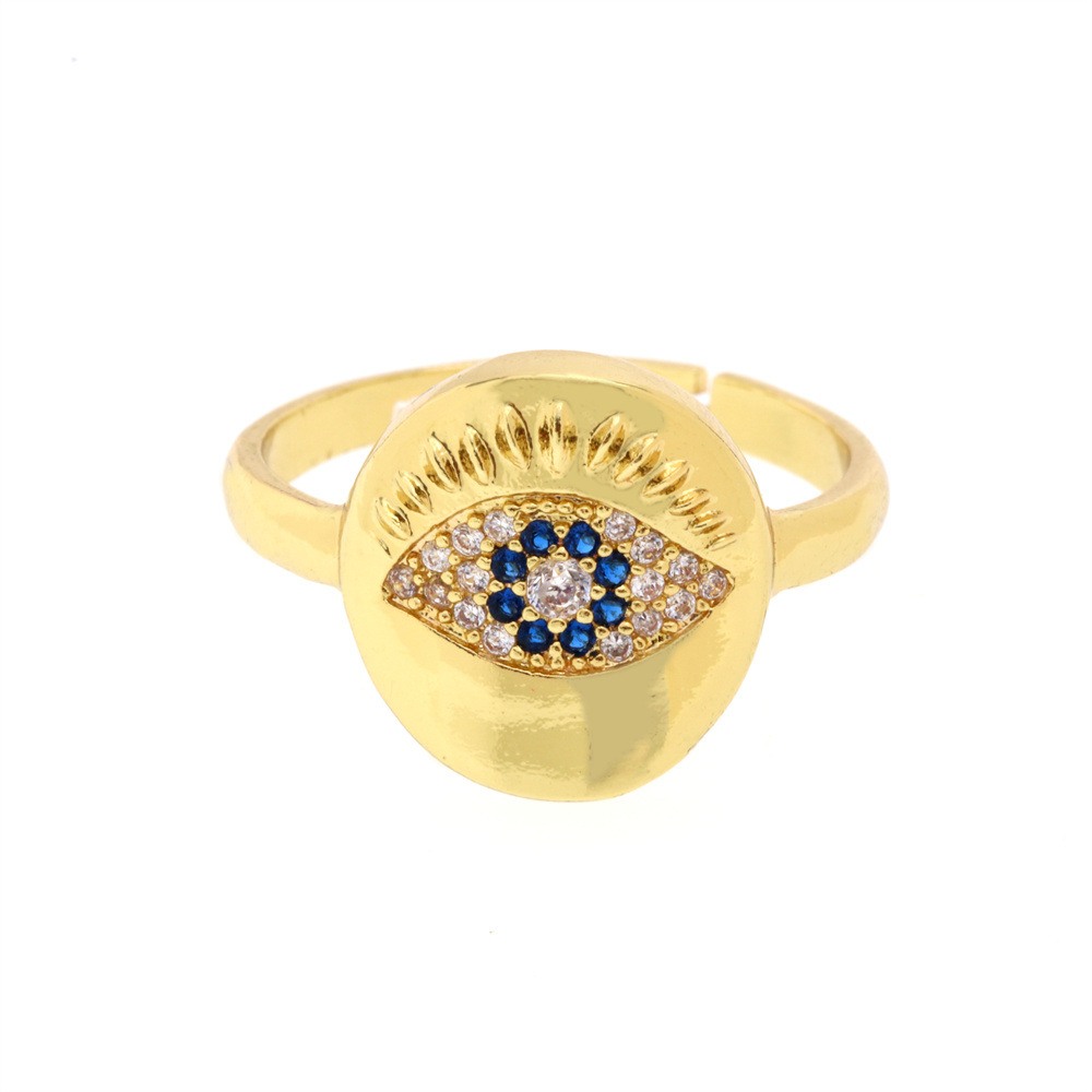 Fashion Geometric Devilu0027S Eye Copper Zircon Open Ring