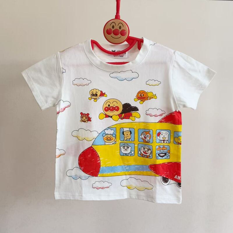 25 summer new foreign trade children's clothing bread supervision cartoon cotton T-shirt Japanese tide brand watermark short sleeve factory wholesale
