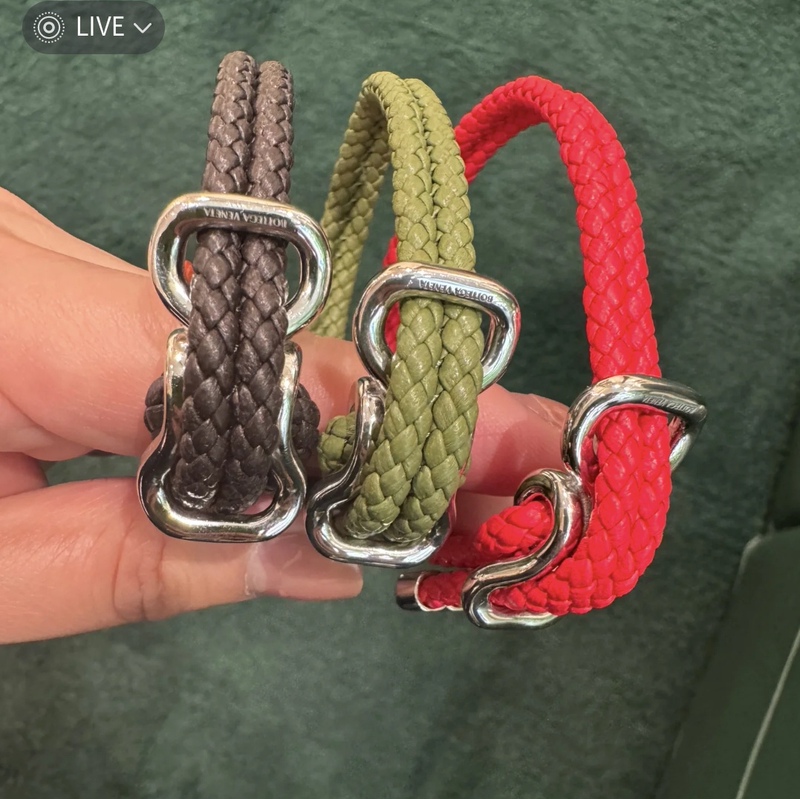 Yang Yang's Same Style Bv Friendship Braided Leather Red Rope Bracelet, Baobao Dihe Pure Silver Unisex Leather Rope Bracelet, Quadrilateral Shape