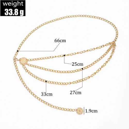 European and American Cross-border Accessory Fashion Retro Ethnic Body Chain Alloy Sunflower Disk Aluminum Chain Waist Chain for Women