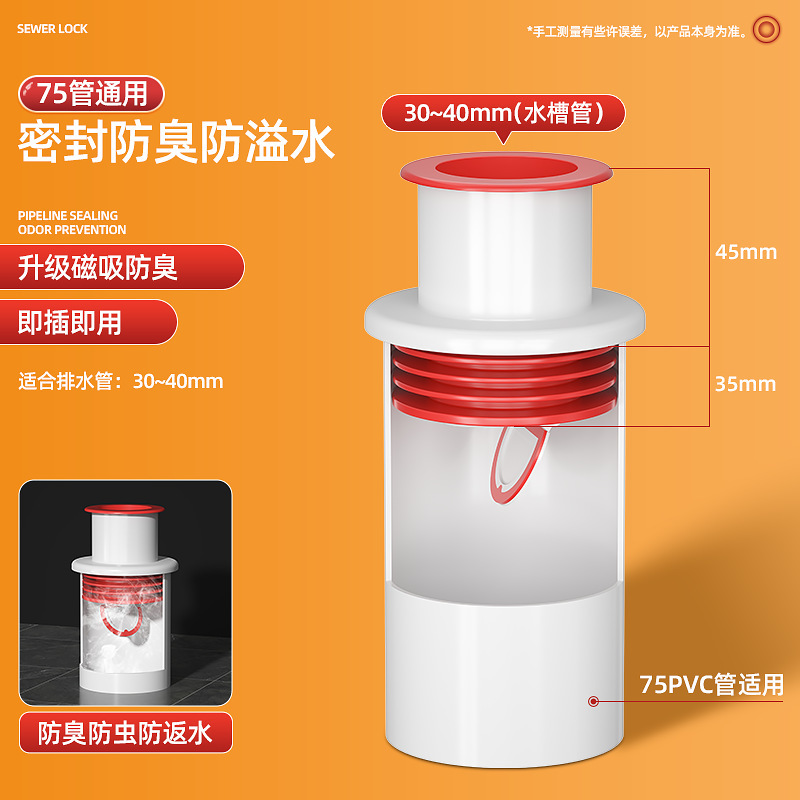 返品防止シールリング床漏れ防止厨房洗面器逆止弁排水下水管路封口蓋口神器|undefined