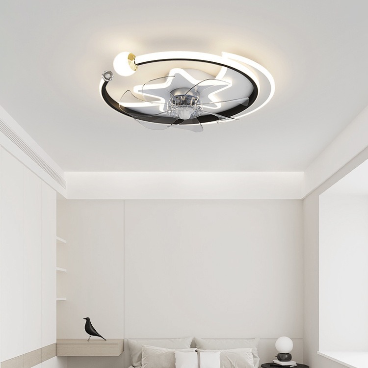Fan Lamp Star Master Bedroom Invisible Smart All-In-One Round Fan Lamp Ceiling Fan Lamp Blade Zhongshan Lamps