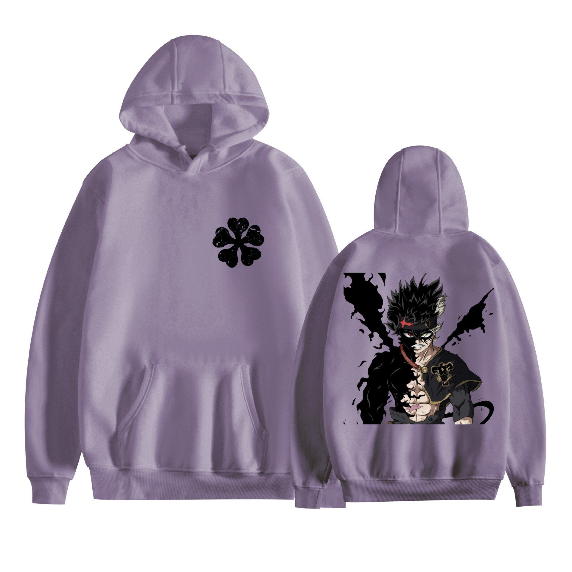 Trébol de cuatro hojas negro nuevo transfronterizo Black Clover animación periféricos hombres y mujeres suéter con capucha suelto casual