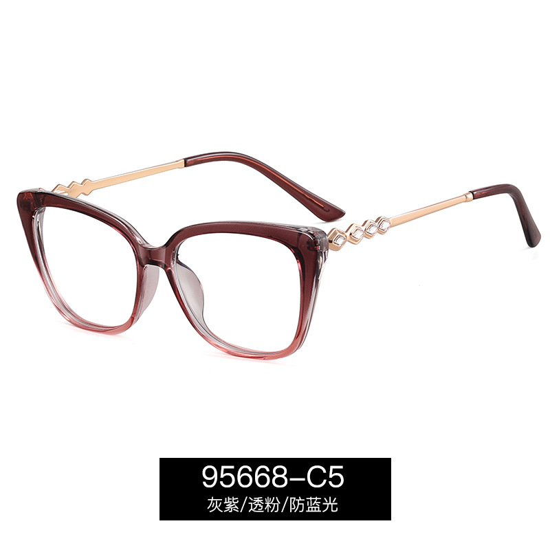 95668 nuevo metal primavera pie cuadrado marco anti azul luz gafas mujeres TR90 completo marco miopía Marco en stock al por mayor
