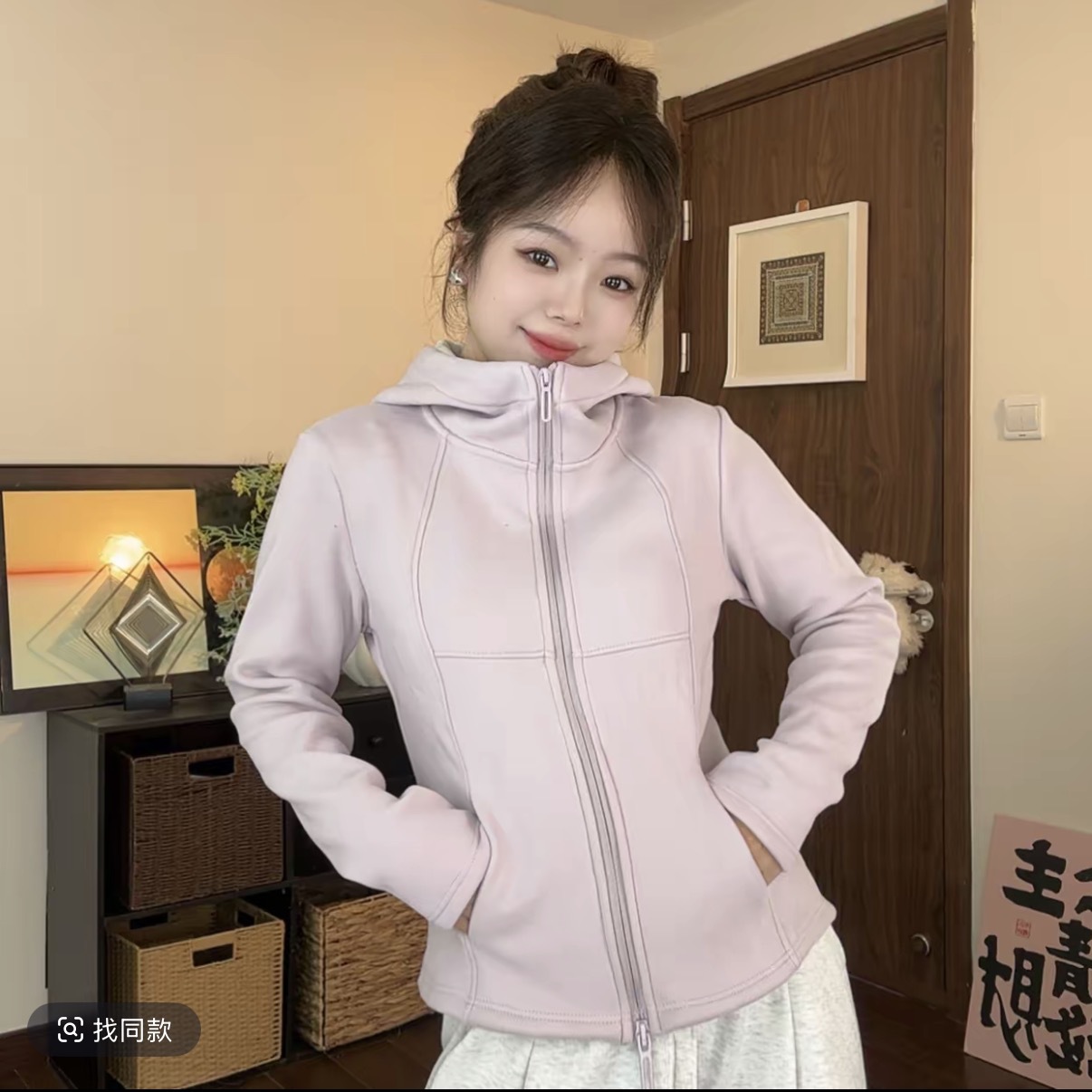 2026荷荷巴油润肤连帽外套女修身显瘦百搭小蛮腰秋冬保暖拉链衫
