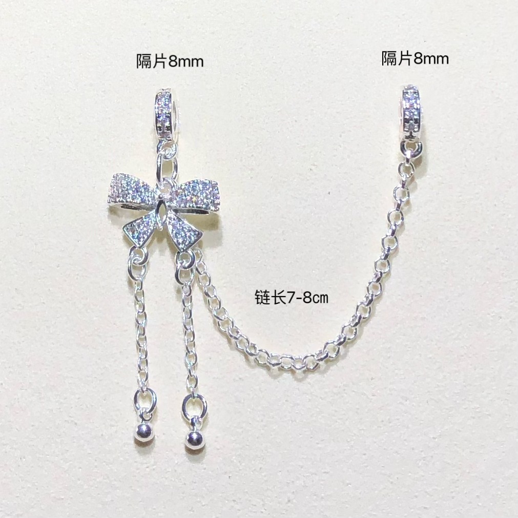 14K Gold-Plated Color-Preserving Crystal DIY Accessories Bowknot Tassel Pendant Chain Spacer Beads Bracelet Necklace Beaded Accessories