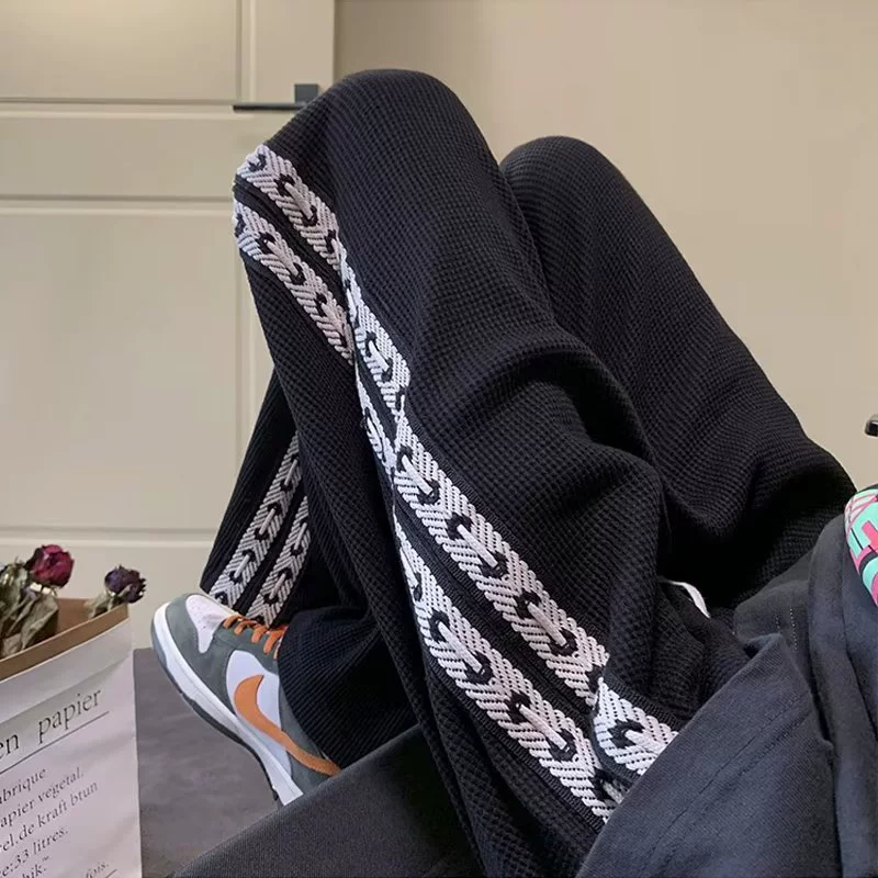 2023 летние брюки мужские осенние новые модные спортивные брюки с широкими ногами плюс размер мужские свободные прямые повседневные брюки