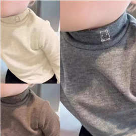 男童秋冬韩范半高领德绒打底衫2025新款儿中大童男孩帅气保暖上衣
