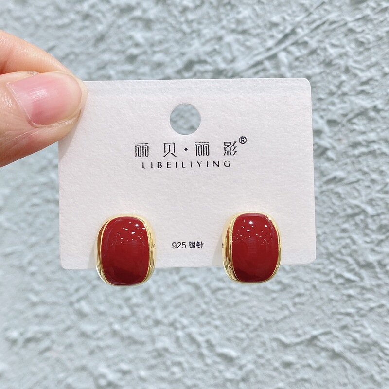 丽银/丽贝丽影红色系列耳饰复古时尚百搭氛围感滴油轻奢耳环预售|undefined