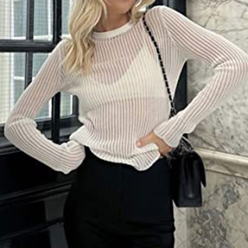 Women's Knitwear Long Sleeve Blouses Ripped Streetwear Solid Color display picture 2