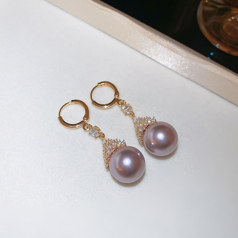 真金电镀圆形珍珠款耳钉项链套装小众耳环时尚气质耳饰轻奢高级感详情11