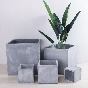 Cement Flower Pot Square New Style Simple Floor-Standing Pot Outdoor Living Room Balcony Courtyard Shopping Mall Green Plant Magnesium Mud Flower Box