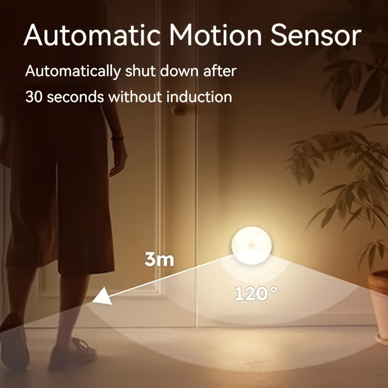 6 piezas de cabecera de cama redonda de inducción humana dormitorio armario lámpara de escritorio escalera automática de luz magnética de carga de luz