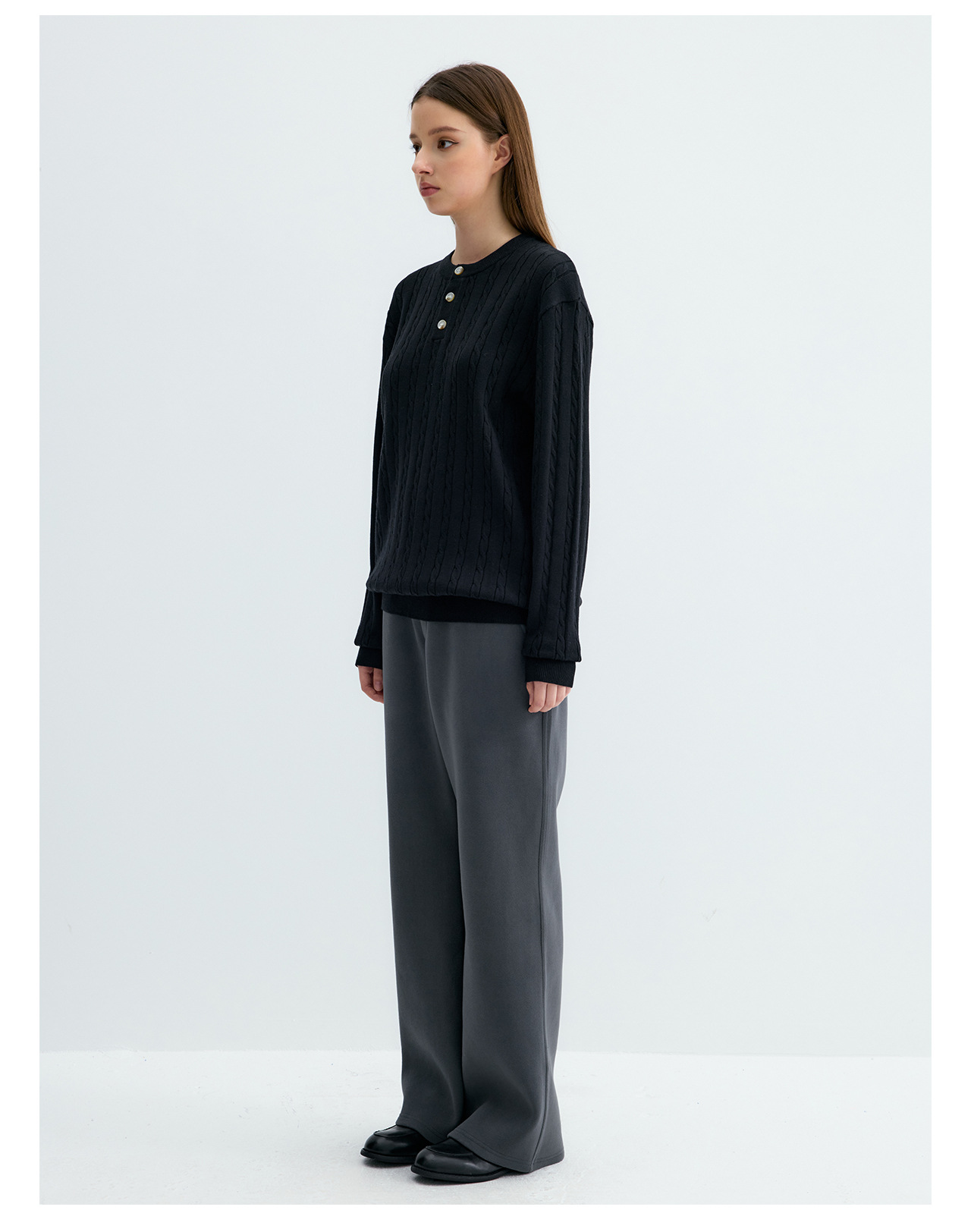 UNF Cable-Knit Henley Sweater