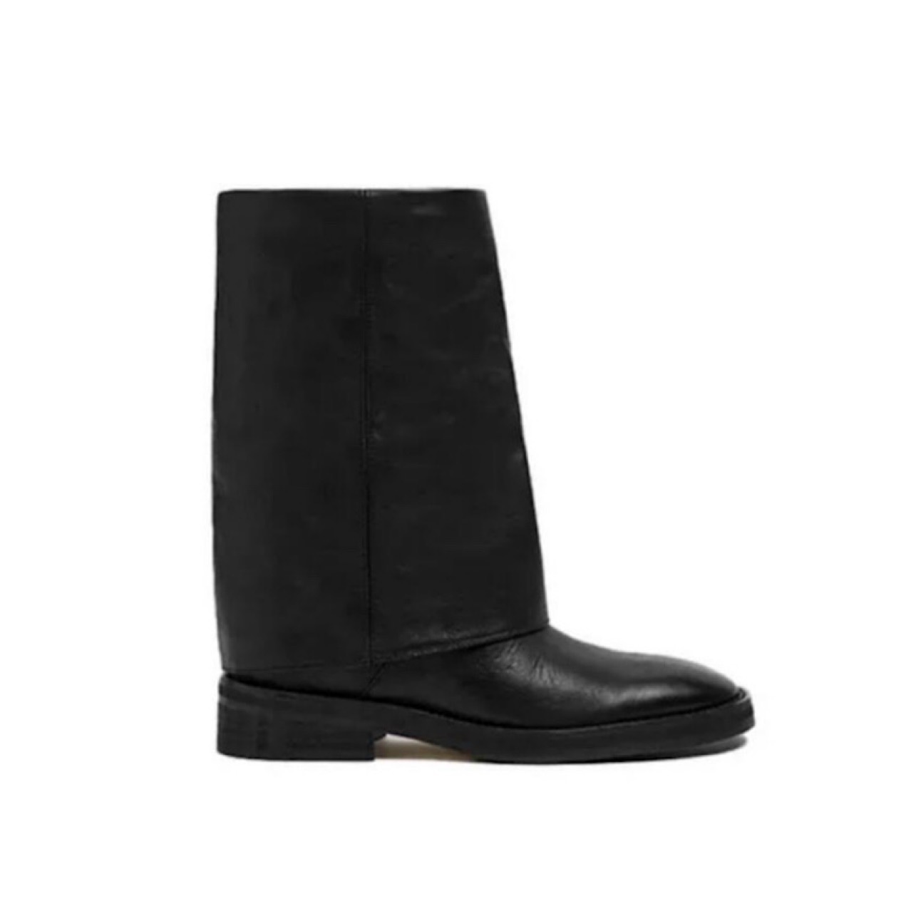 Ouyang Nana Style Martin Boots Women's Short Boots Slip-On Chunky Heel Genuine Leather Flat Motorcycle Boots Trendy Women's Boots