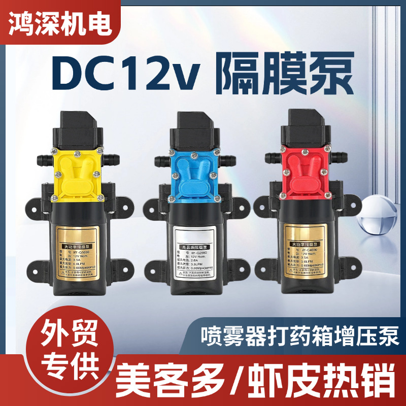 12v智能隔膜泵微型水泵电动喷雾器自吸泵园艺喷雾枪电动抽水泵