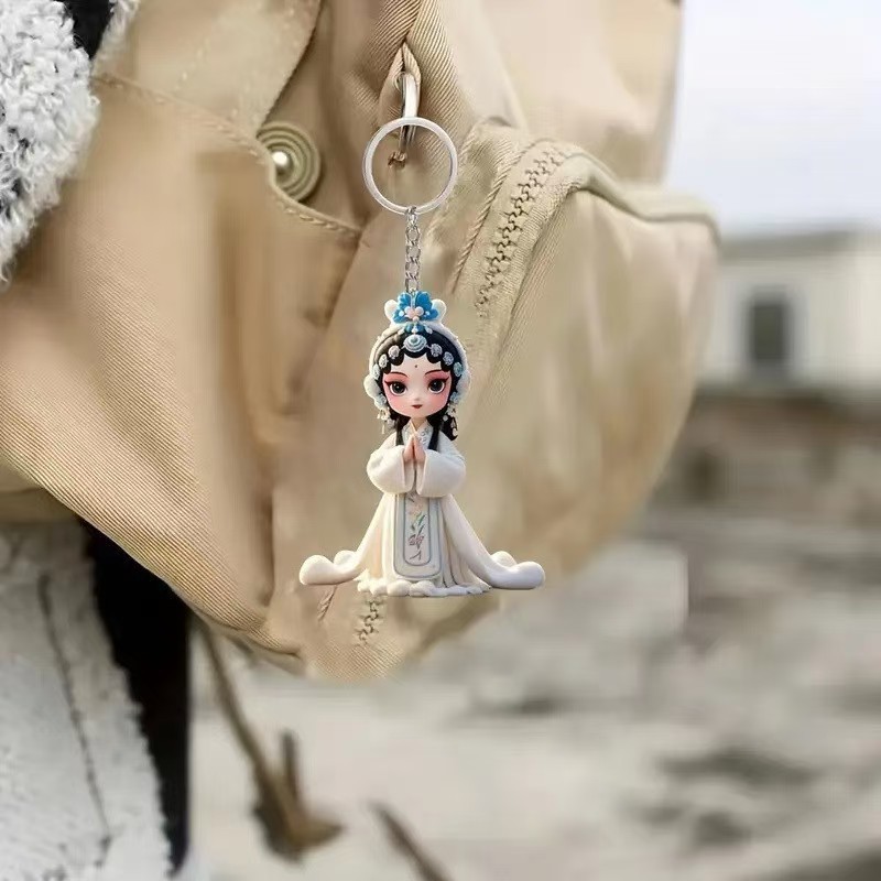 新しいかわいい小さな華丹妖精ペンダントアクリルクロスボーダーフラットインテリアバックミラー装飾キーホルダー|undefined