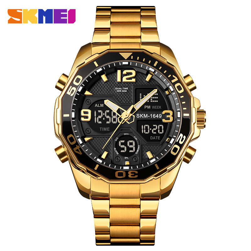 SKMEI 1649 Sudeste Asiático espiral solo reloj corona correa de acero inoxidable Reloj electrónico de moda para hombres jóvenes