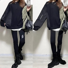 现货日系2024秋季新款圆领长袖拼接卫衣