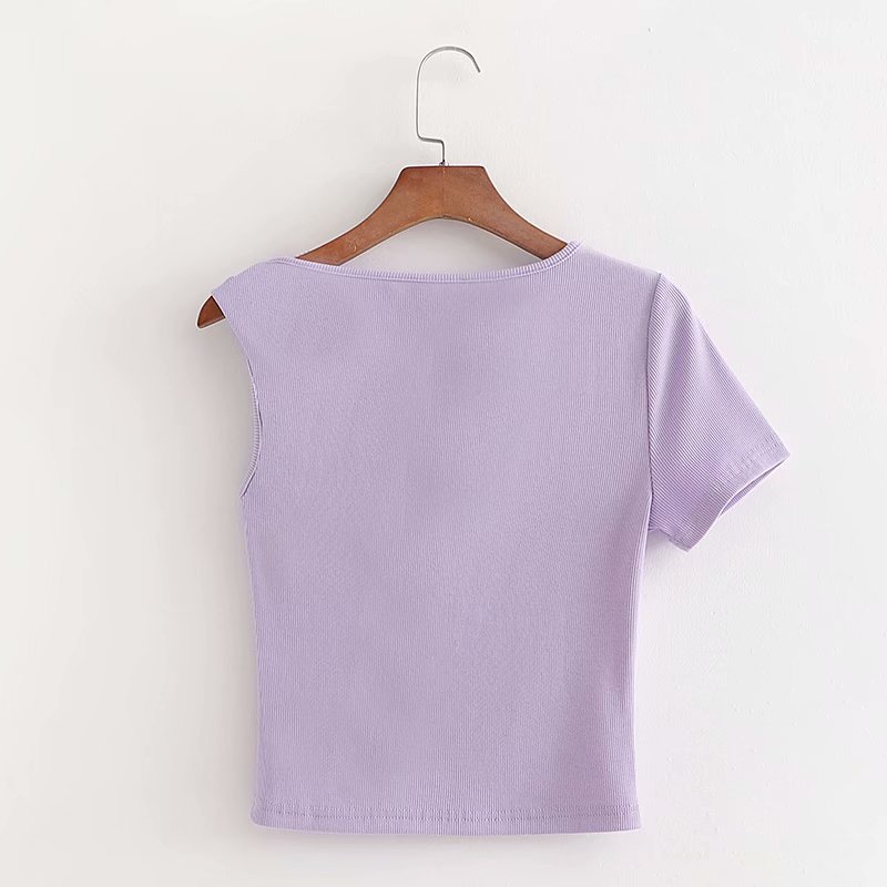 Irregular Shoulder T-shirt   NSAM38003