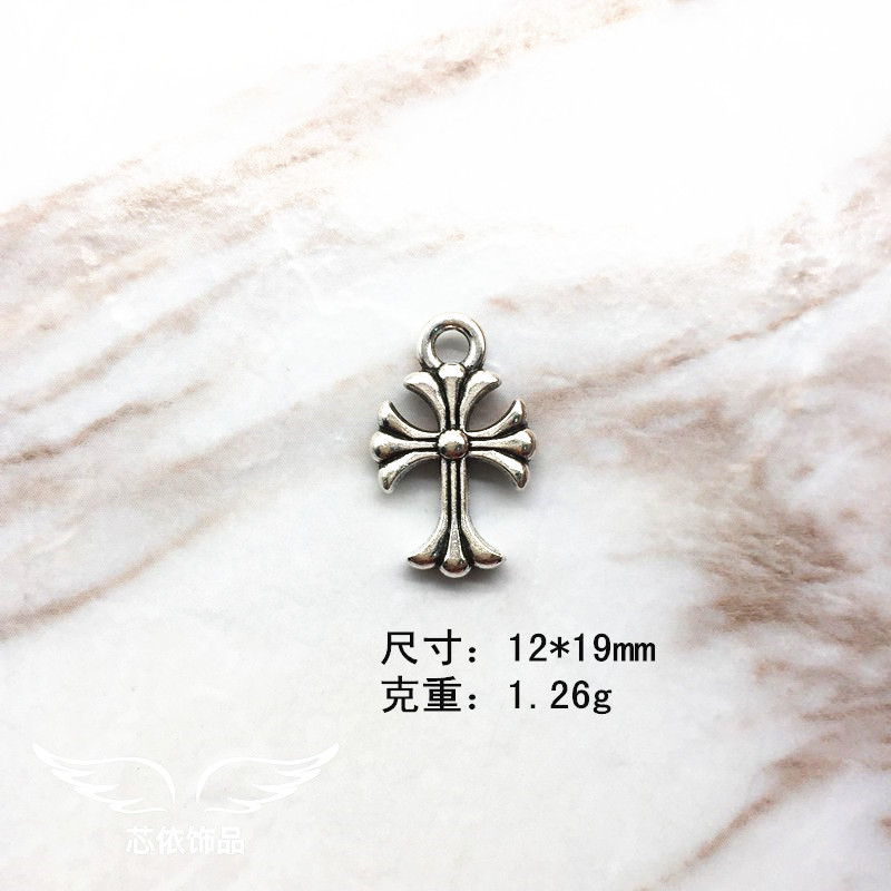 Ancient Silver Alloy Jewelry Accessories Cross DIY Earrings Japanese and Korean Simple Retro Pendants Wholesale