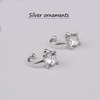 Zirconium, earrings, cute fashionable ear clips, silver 925 sample, simple and elegant design, 2021 collection, no pierced ears