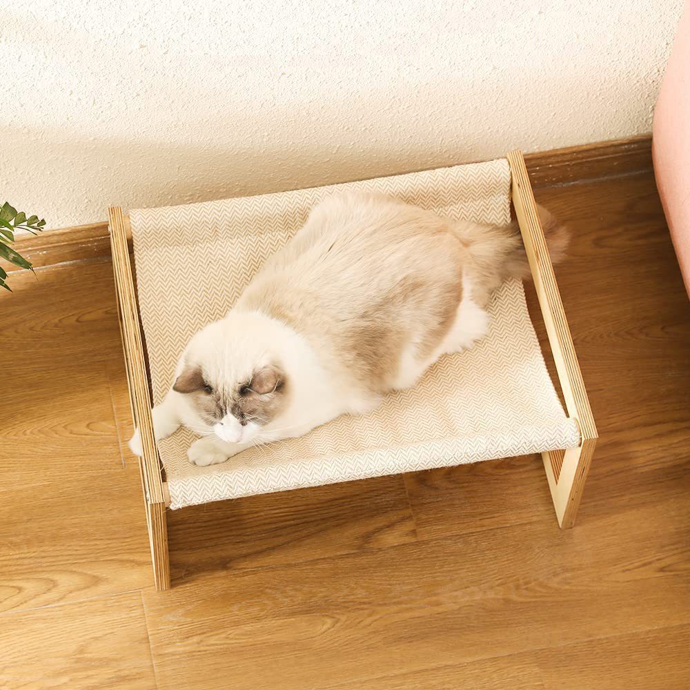 跨境批發木質貓床架落地式貓咪吊床貓咪休息床貓狗可拆洗貓窩貓床