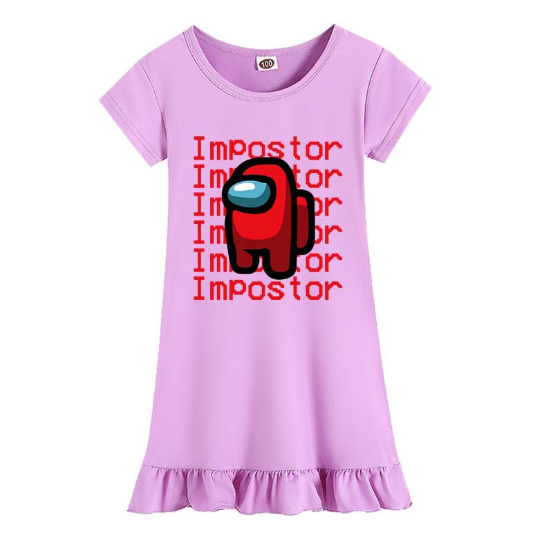 우리 소녀 중 원피스 아이스 실크 잠옷 홈 옷 스커트 24008