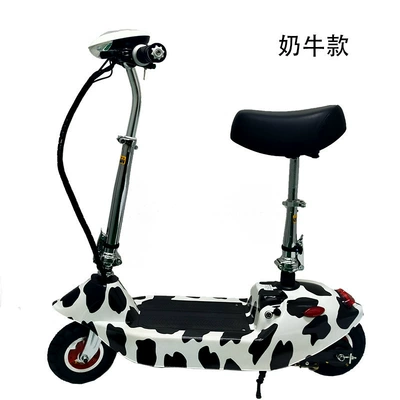 transportation vehicle, Qatlanan elektrik skuterlər - cow-colored-24v8a-range-10-15-kilometers
