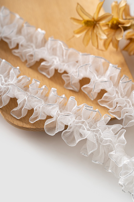 蕾丝花边diy手工褶皱白色网纱花边装饰痛包幼儿园环创材料辅料