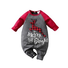 跨境婴儿圣诞服装秋冬新生儿连体衣可爱宝宝圣诞老人包屁衣活动款