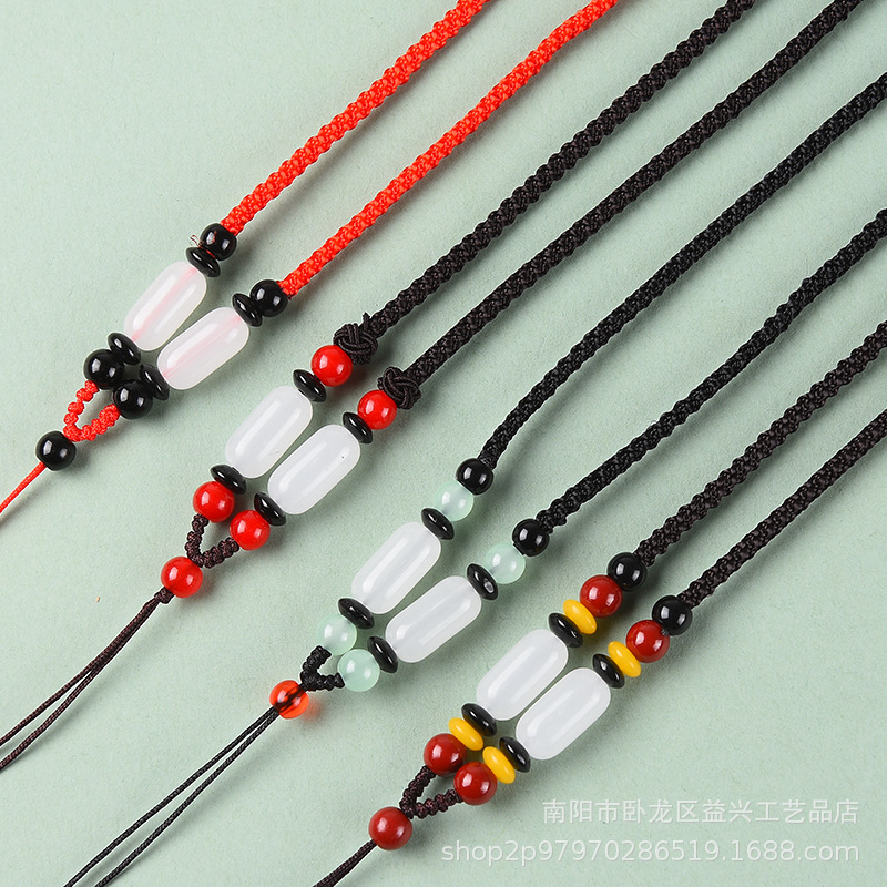High-Quality Imitation Cinnabar Pendant Necklace Cord for Men, Hand-Woven Hetian Jade Pendant Jadeite Jade Pendant Cord, Adjustable for Both Men and Women