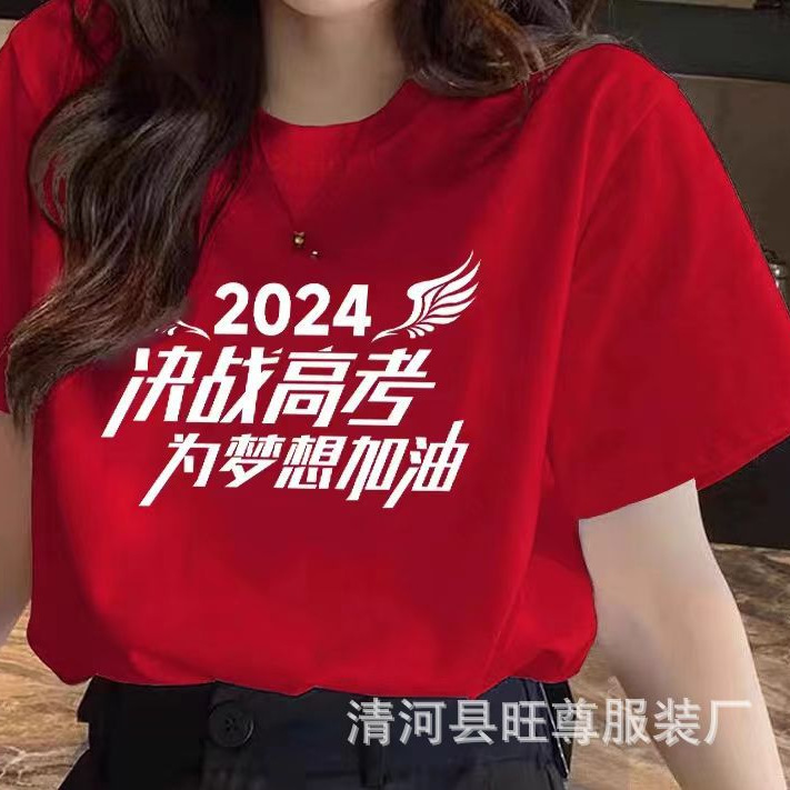 2024高考穿的衣服百日誓师t恤红色短袖中考加油金榜题名班服定 制