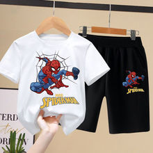 蜘蛛俠男童運動套裝兒童夏裝圓領短袖T恤中小童帥洋氣短褲兩件套