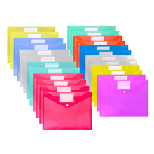 16丝跨境简约a4透明按扣文件袋学生彩色pp加厚资料册办公收纳袋